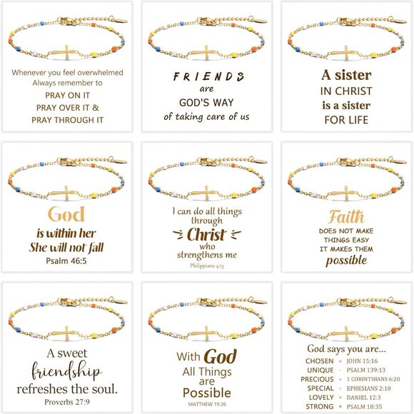 Cross Bracelets Metal 9pcs Religious Jewelry for Christian Faith & Gift - Picture 1 of 7